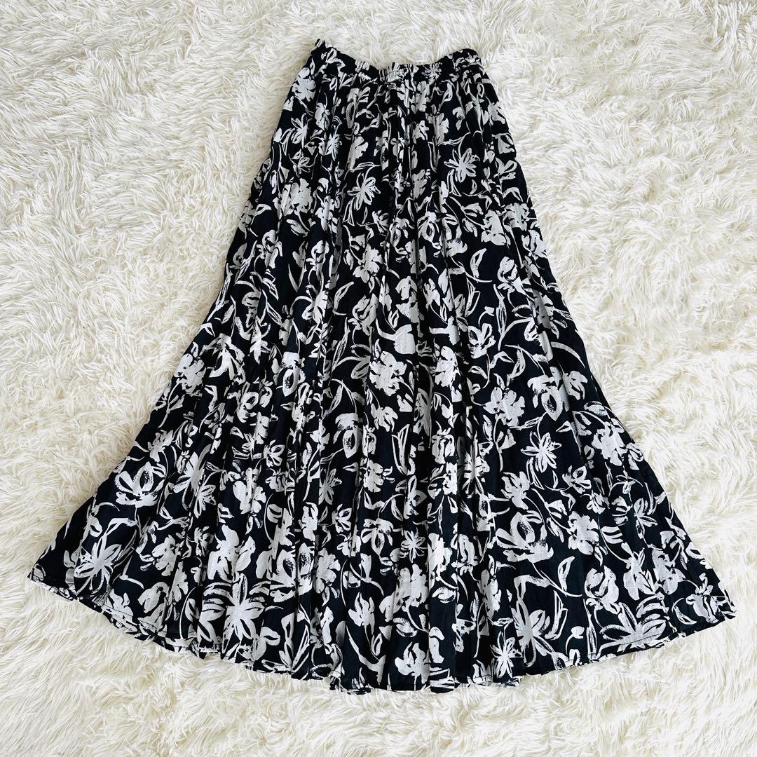 【極美品】MARIHA 月影のスカート フラワープリント フレアロングスカート