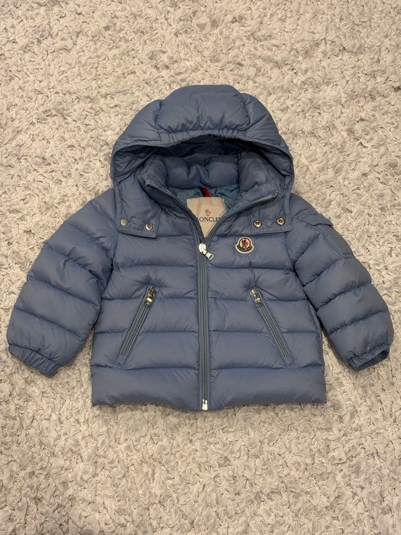 MONCLER フード付きダウンジャケット80cm ライトブルー付属品あり