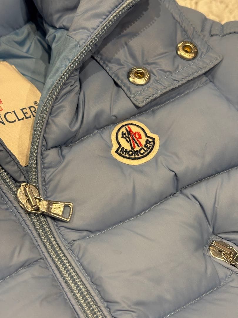 MONCLER フード付きダウンジャケット80cm ライトブルー付属品あり