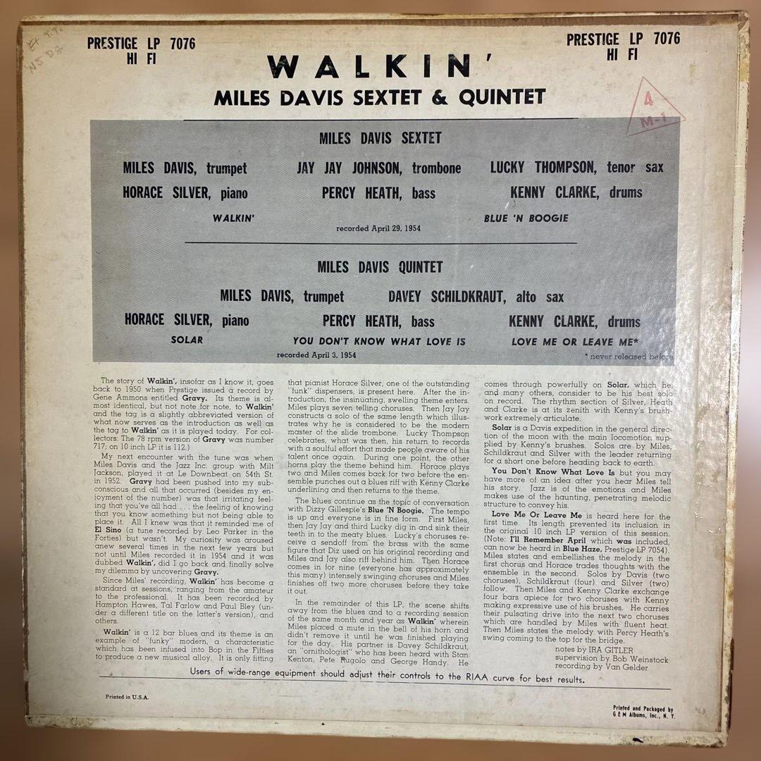 マイルスデイビス 名盤 レコード ウォーキン USモノ盤