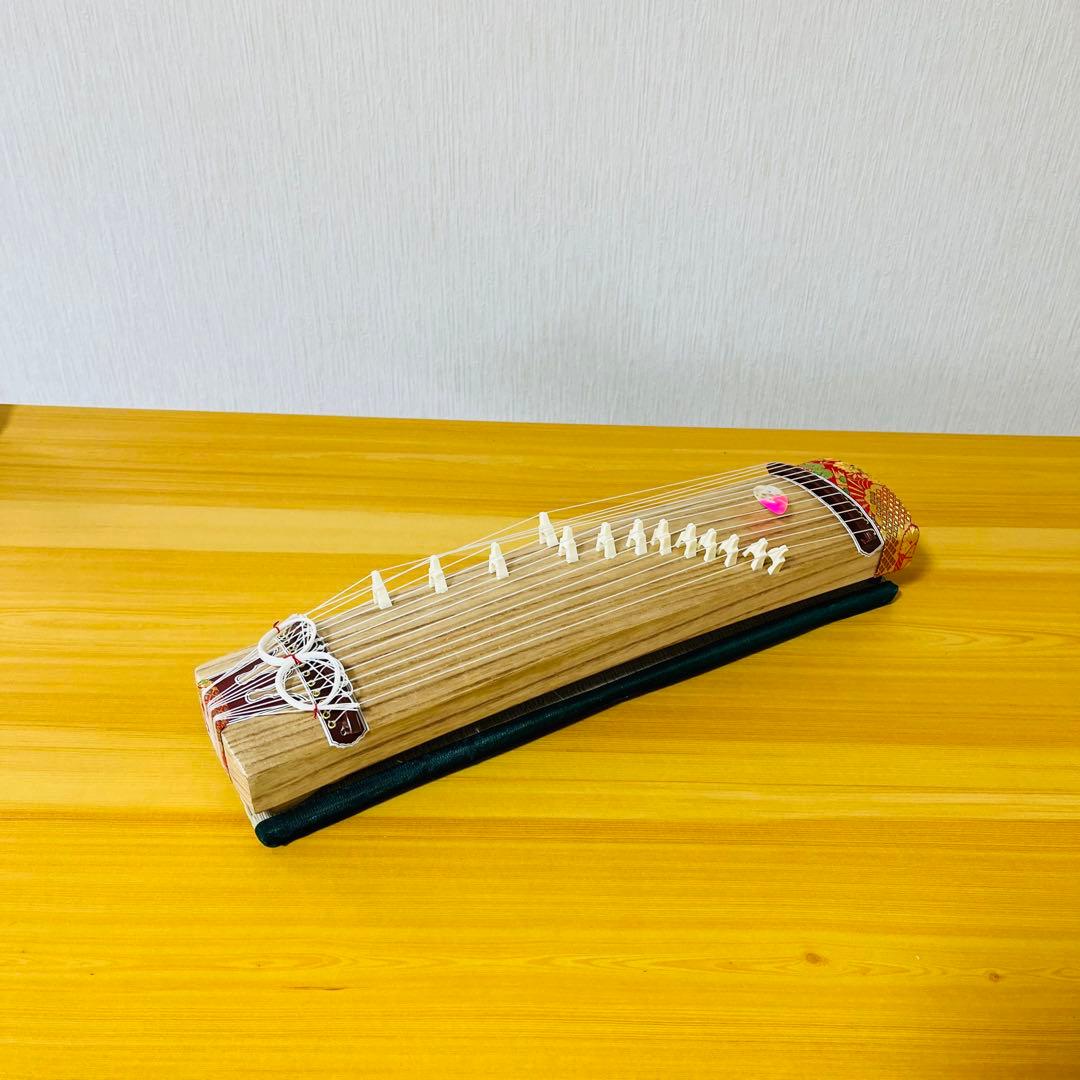 ミニ琴 全長約42cm 短琴 和楽器 13弦 お筝 お琴 お琴の手引き 爪付き