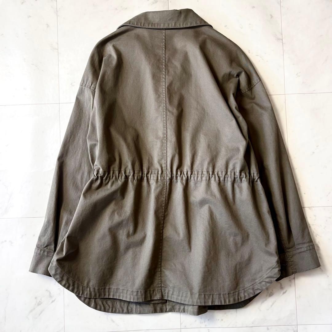 美品 ２３区 大きいサイズ46 近年 洗えるコットンストレッチミリタリーブルゾン