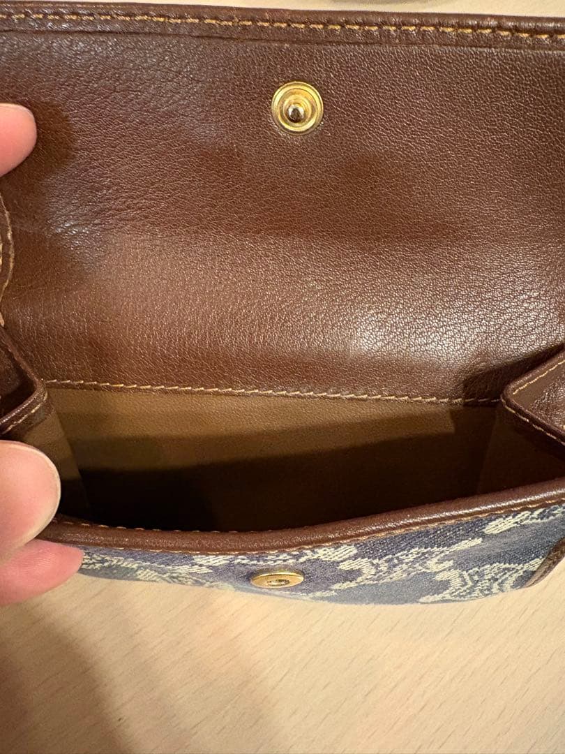 CELINE セリーヌ 二つ折り財布 パリマカダム トリオンフ デニム レザー
