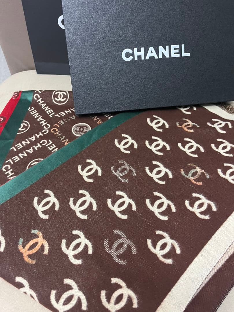 CHANEL シャネル ココマーク 大判ストール／マフラー ブラウン系