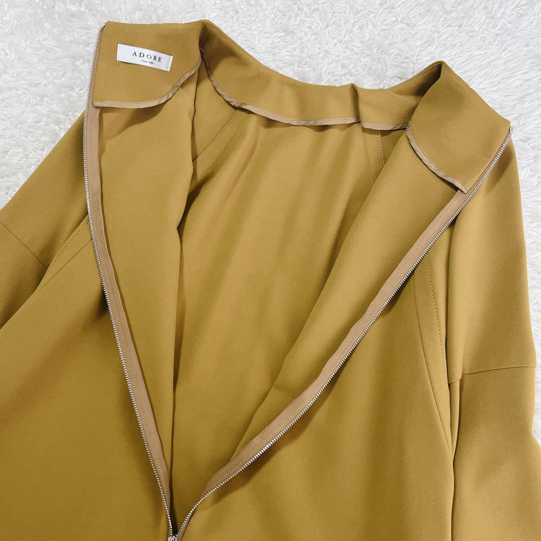 ほぼ未使用✨ADORE 膝丈ワンピース　ラッフルスリーブ　マスタード 36