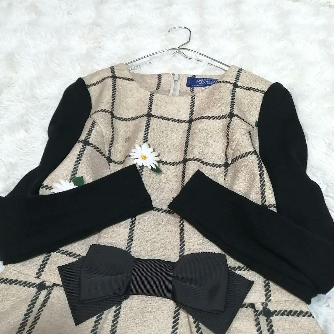✨美品✨ エムズグレイシー ワンピース　デイジー 花柄　ウール ニット 切替
