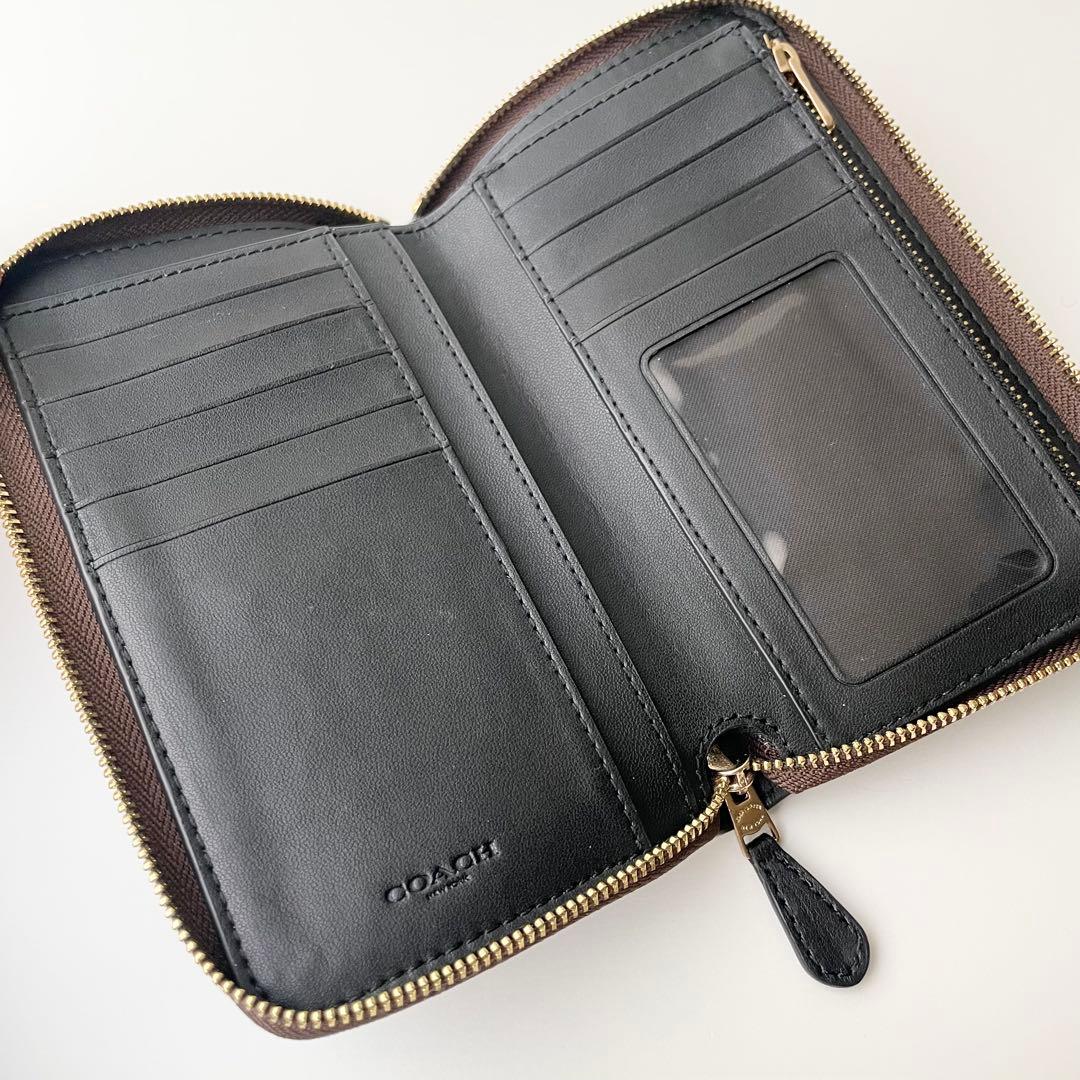 コーチ COACH 折り財布 シグネチャー ミディアム ジップウォレット 茶