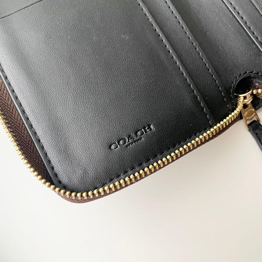 コーチ COACH 折り財布 シグネチャー ミディアム ジップウォレット 茶