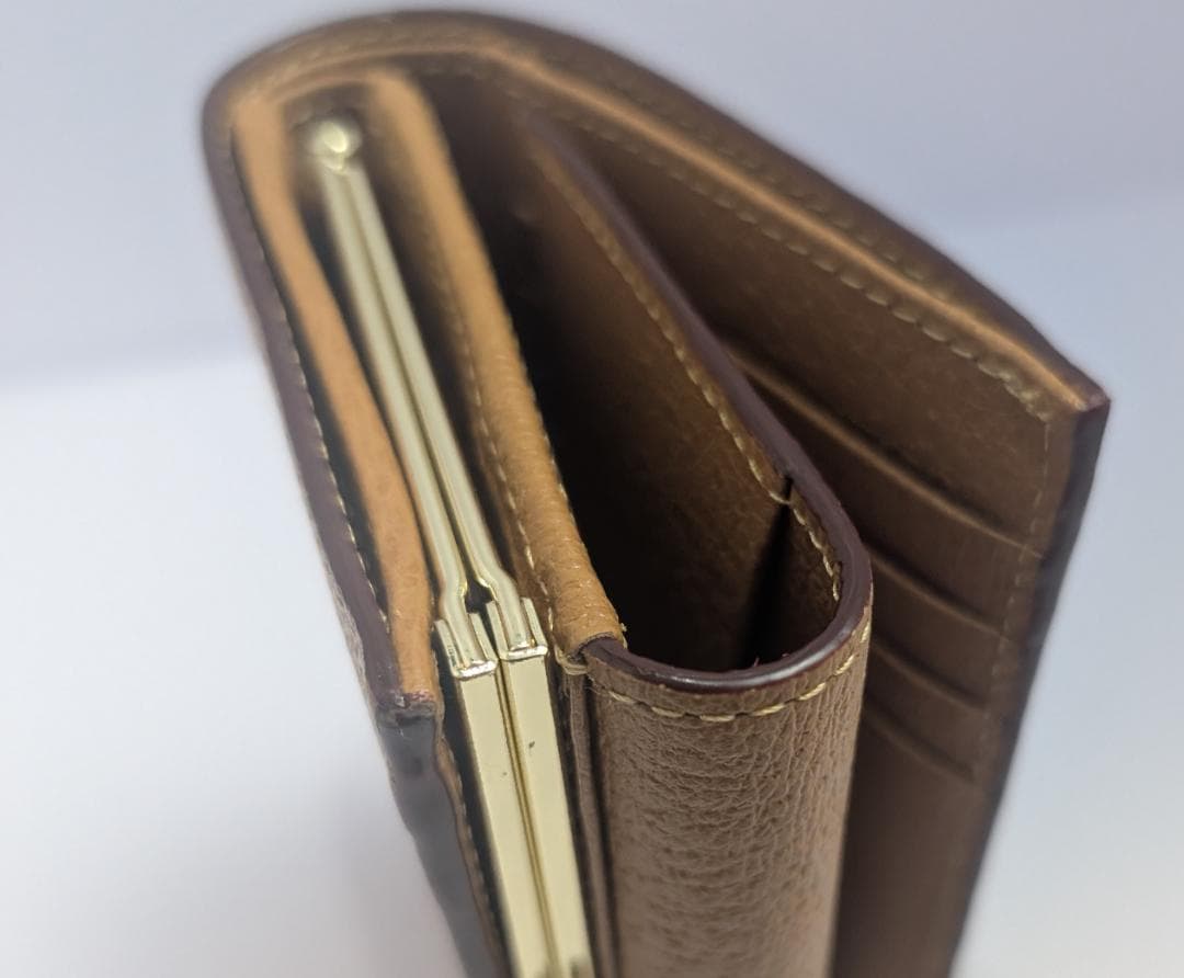 【美品】ヴィヴィアンウエストウッド がま口三つ折り財布 キャメル