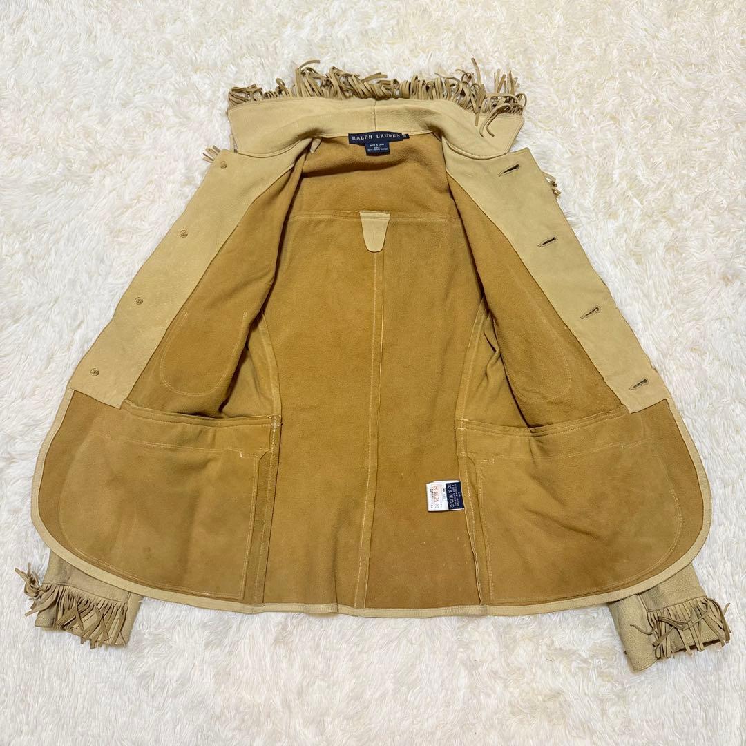 90s ラルフローレン 鹿革 本革 レザー フリンジ ウエスタン ジャケット