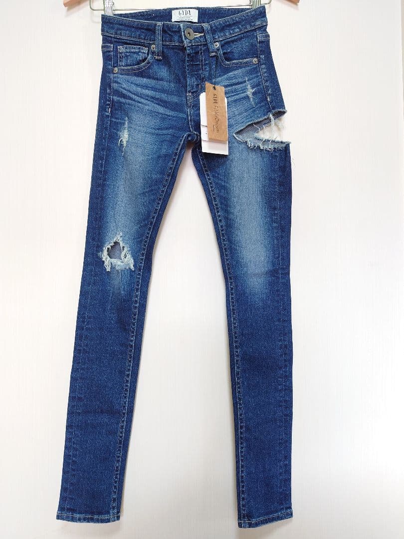 新品タグ有❁GYDA サイドリップド スキニーデニム XS