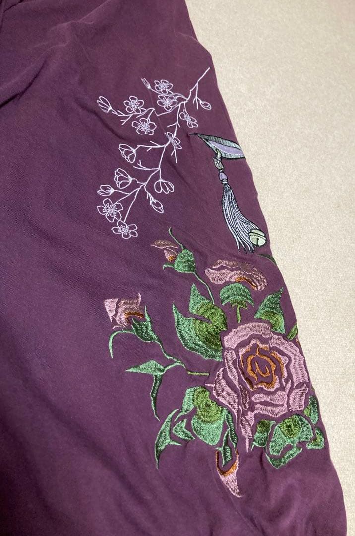 Kurotoka 黒兎華 刺繍 「紅ノ華」 サルエルパンツ ウサギ 桜 和柄