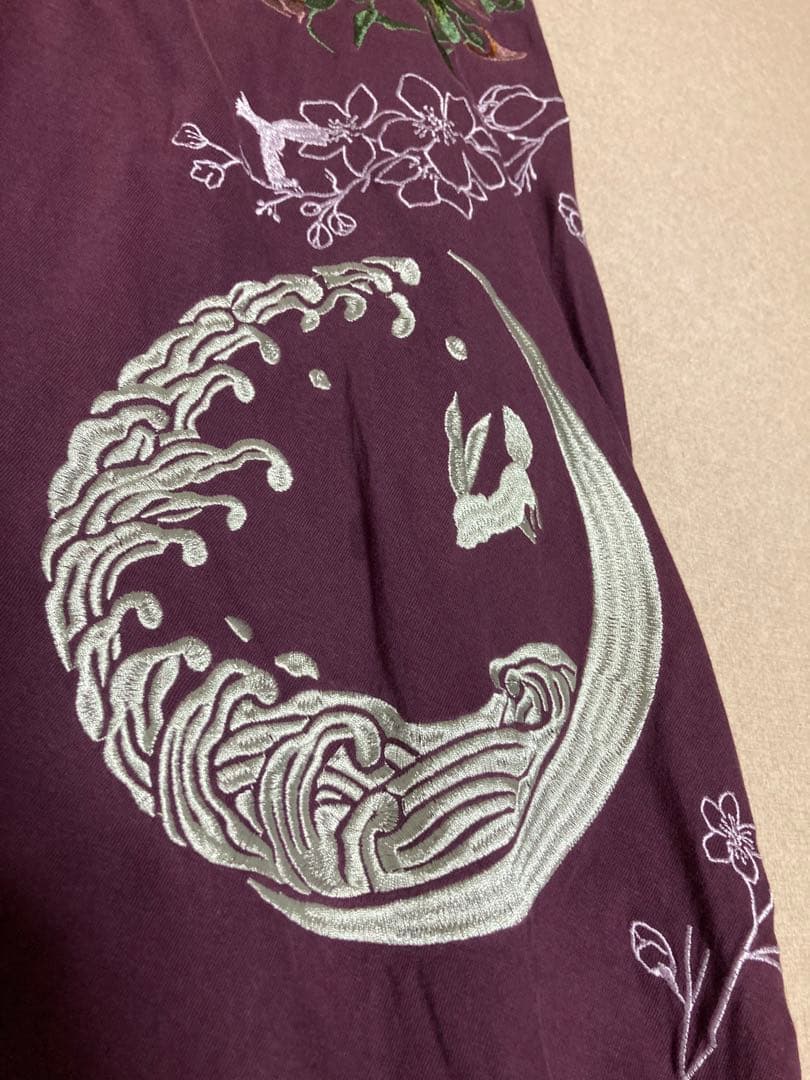 Kurotoka 黒兎華 刺繍 「紅ノ華」 サルエルパンツ ウサギ 桜 和柄