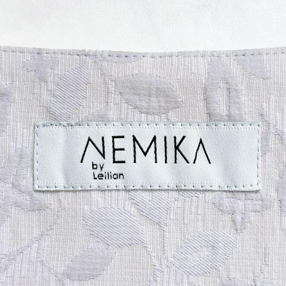 NEMIKA スクエアネック ジャガードフラワー タックワンピース レリアン