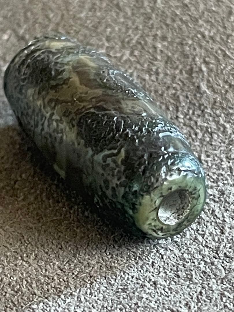 チベット虎牙3眼天珠　エッチド技法染　出土系