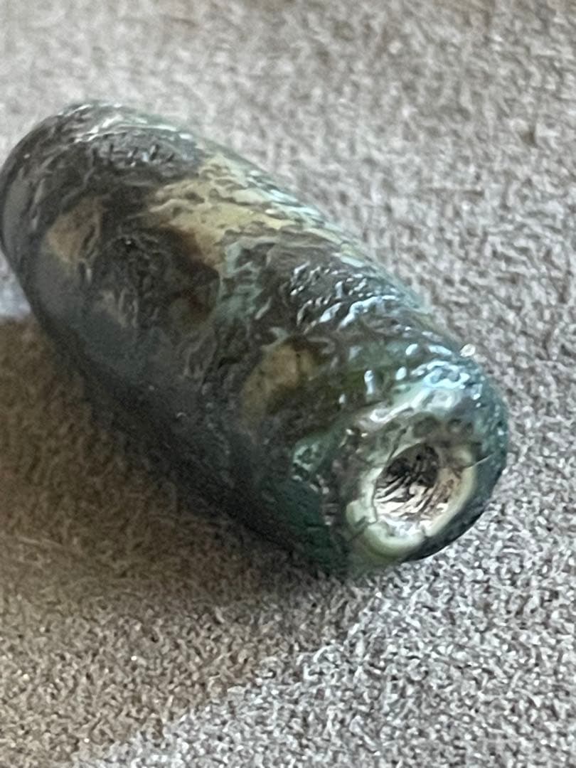 チベット虎牙3眼天珠　エッチド技法染　出土系
