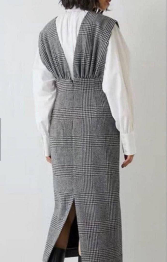 美品　Whim Gazette ジャンスカワンピース 38 グレンチェック