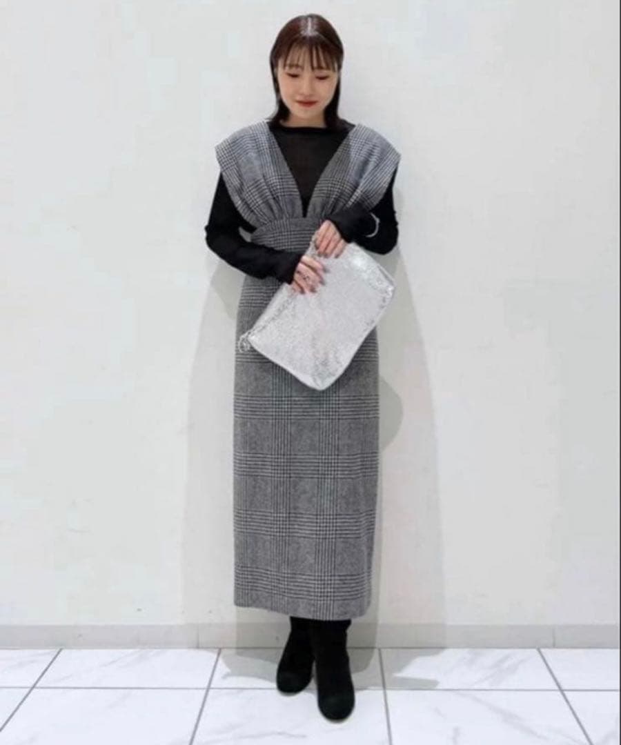 美品　Whim Gazette ジャンスカワンピース 38 グレンチェック