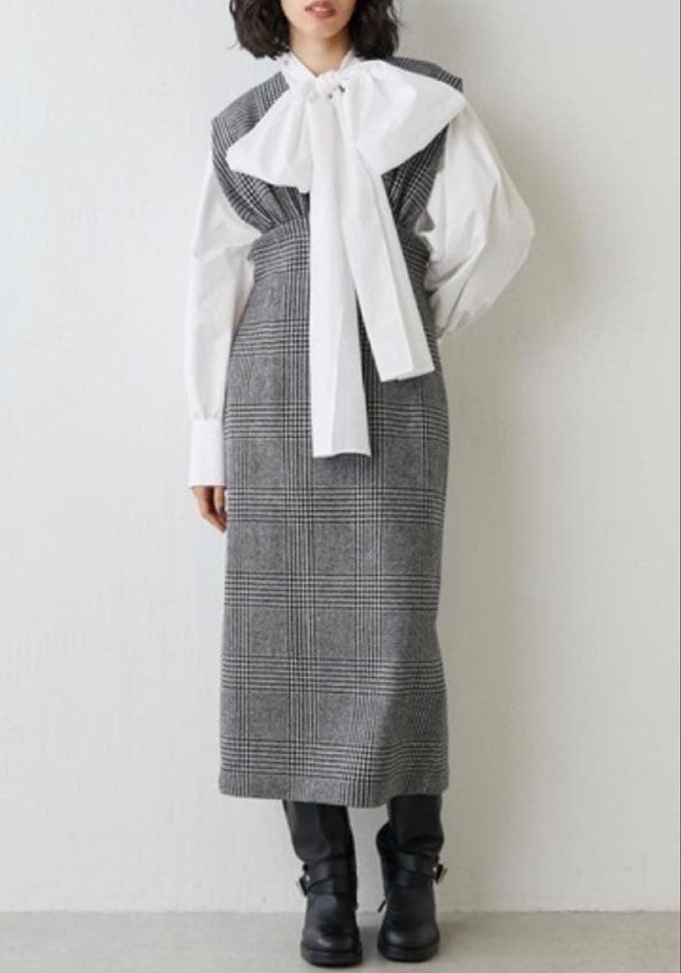美品　Whim Gazette ジャンスカワンピース 38 グレンチェック