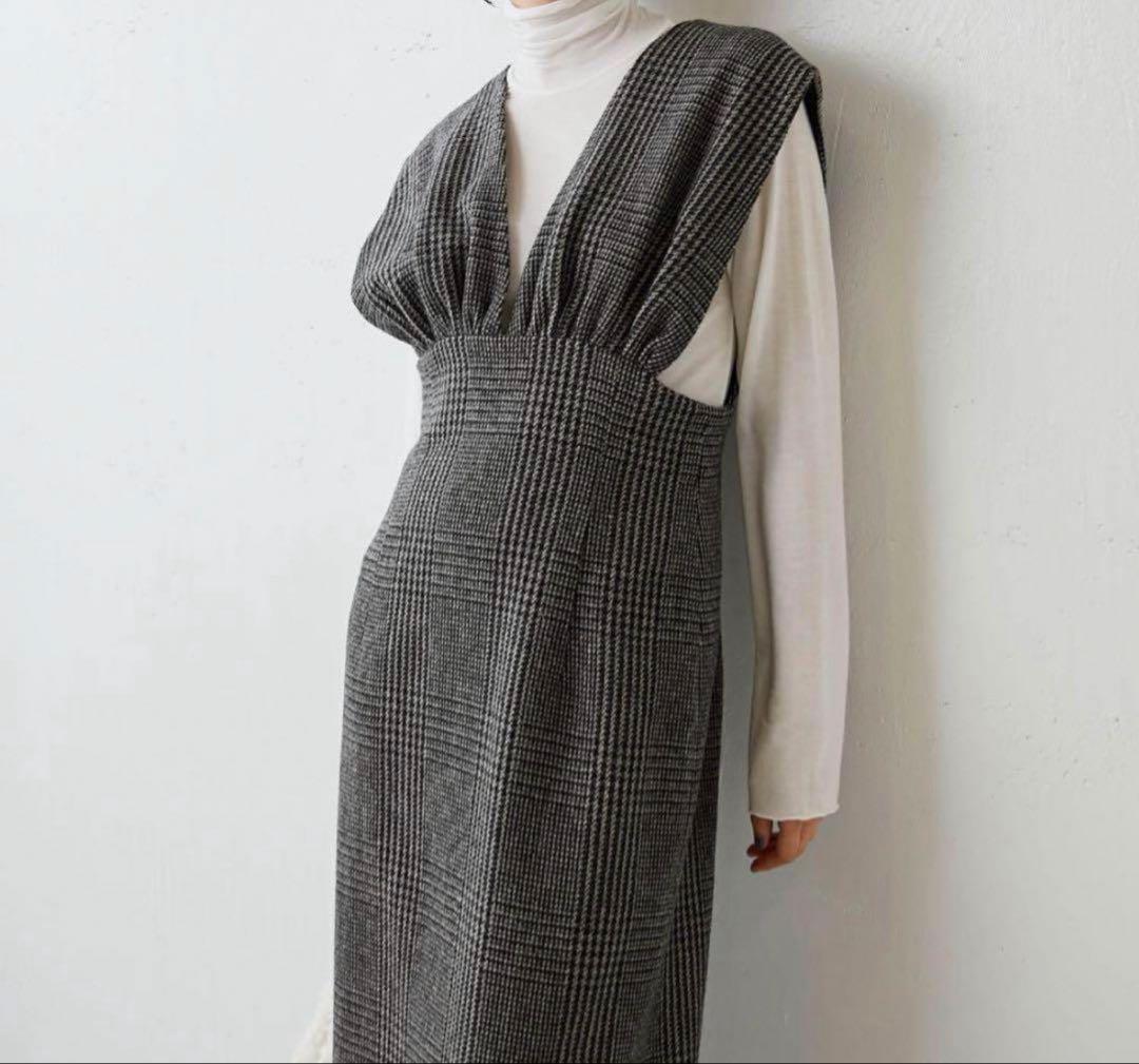 美品　Whim Gazette ジャンスカワンピース 38 グレンチェック