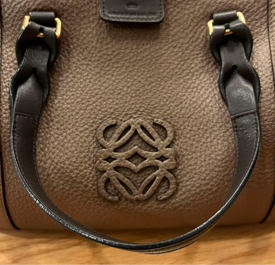 【美品】LOEWE ロエベ フスタ 2way ミニボストン アナグラム ブロンズ