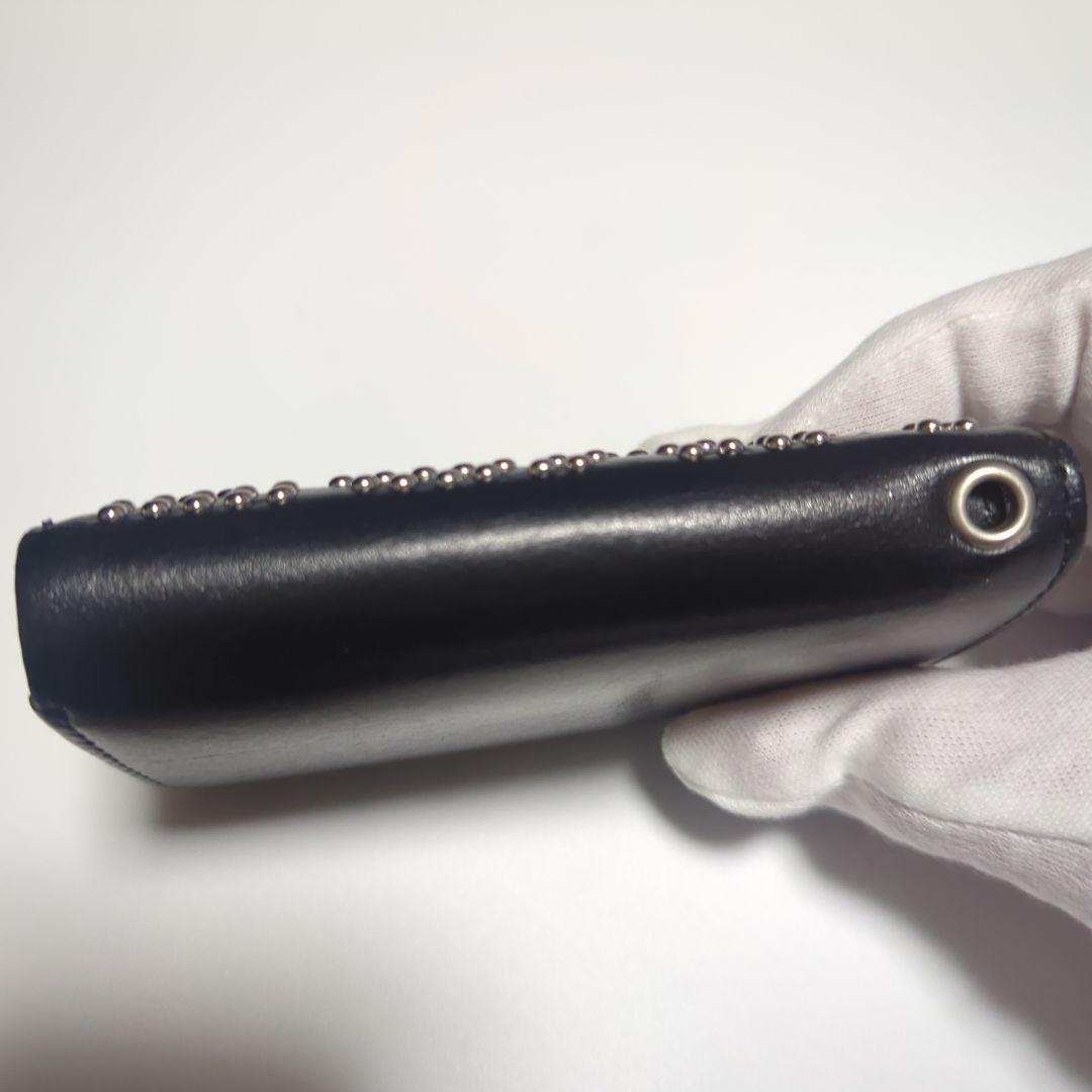 美品！ヒステリックグラマー 三つ折り財布 スタッズ レザー 黒 ウォレット