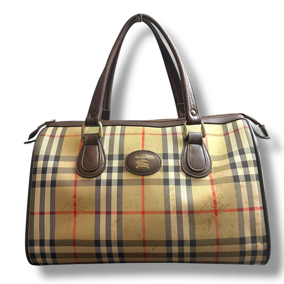 BURBERRY バーバリー　ボストンバッグ　ノバチェック　キャンバス