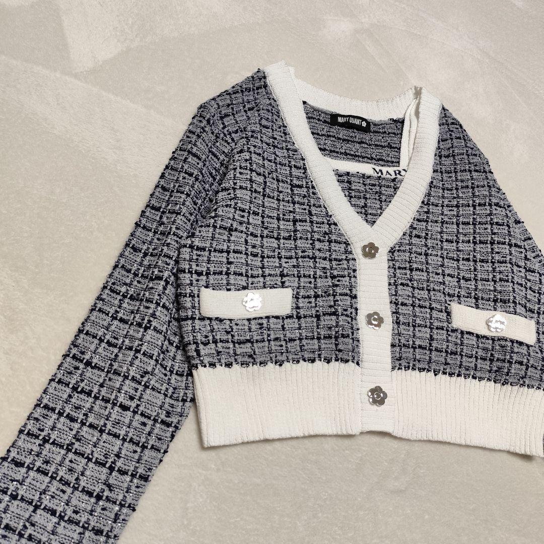 美品 MARY QUANT ツイードニット アンサンブル ネイビー M