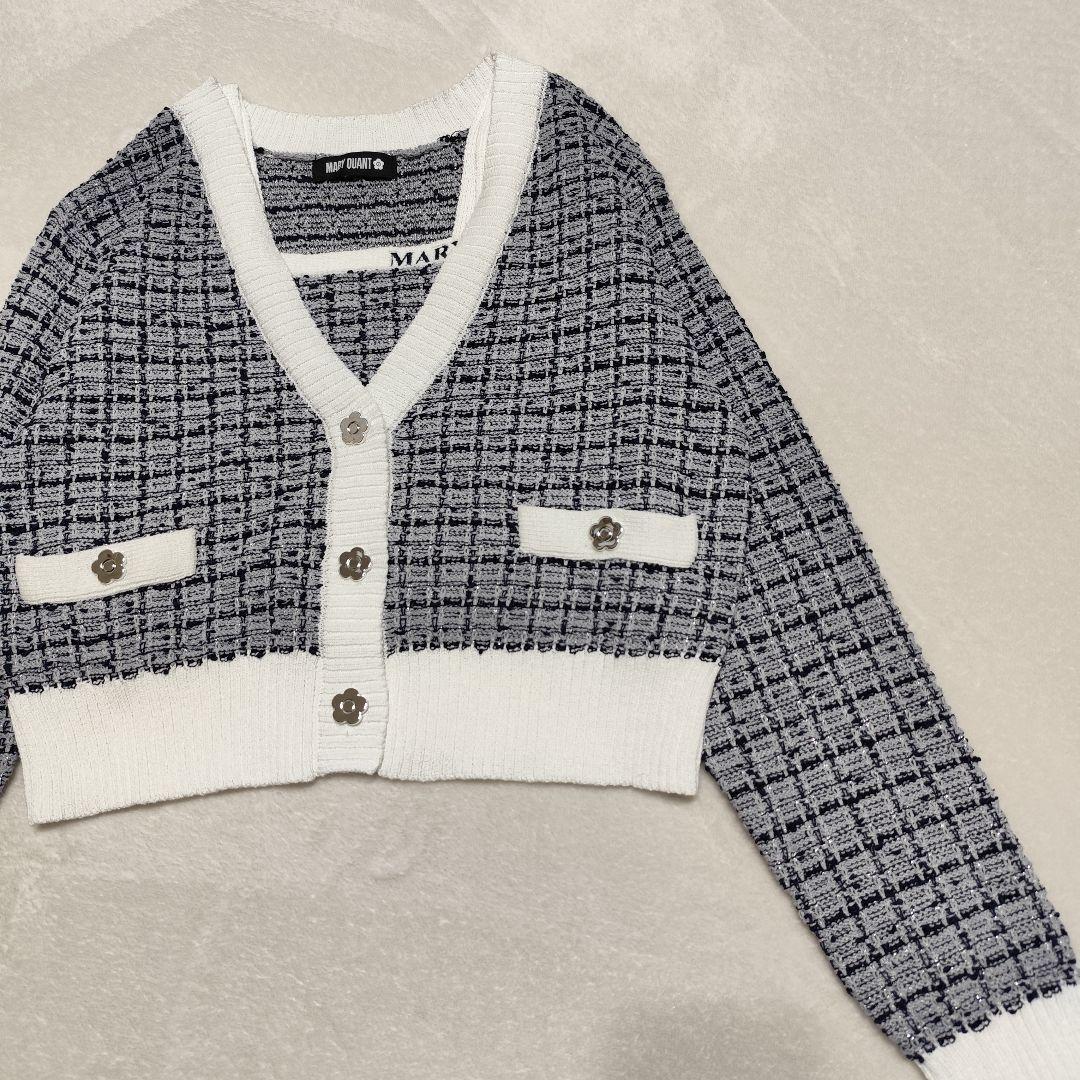 美品 MARY QUANT ツイードニット アンサンブル ネイビー M