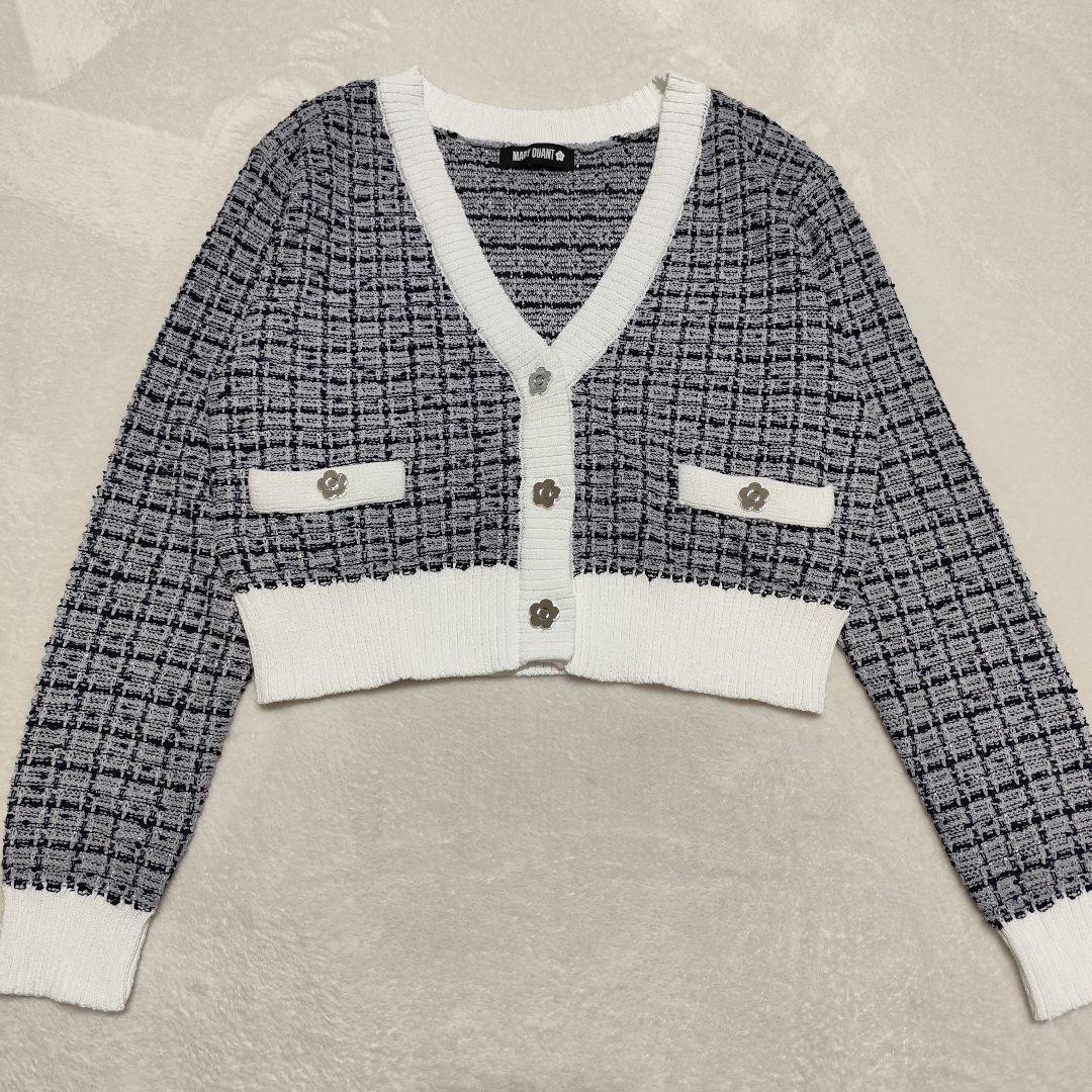 美品 MARY QUANT ツイードニット アンサンブル ネイビー M
