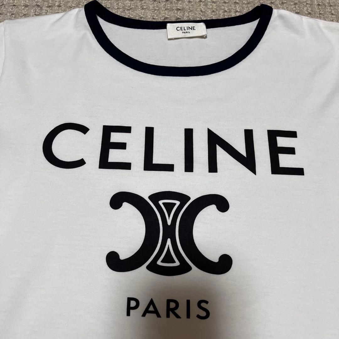 CELINE トリオンフ ロゴTシャツ 半袖ホワイト