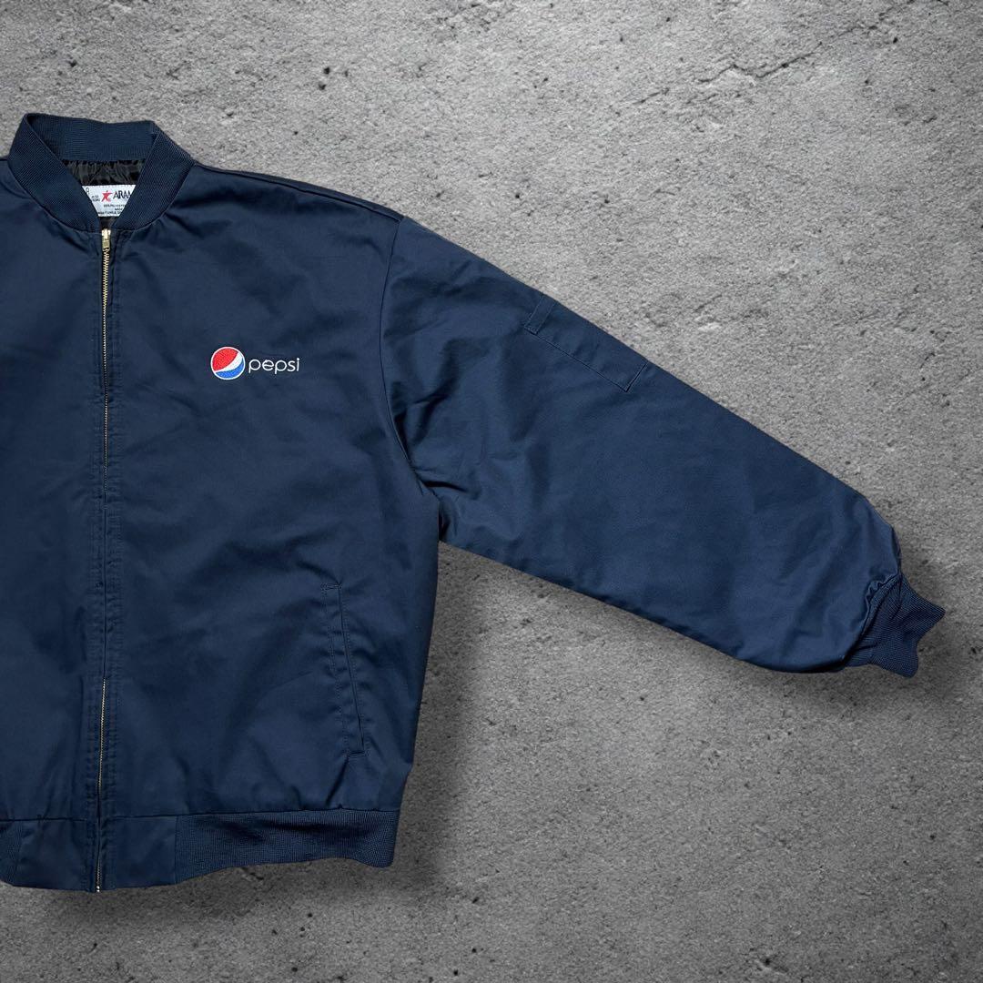 PEPSI ペプシ企業ロゴワークブルゾンXLネイビーma1型aramark短丈
