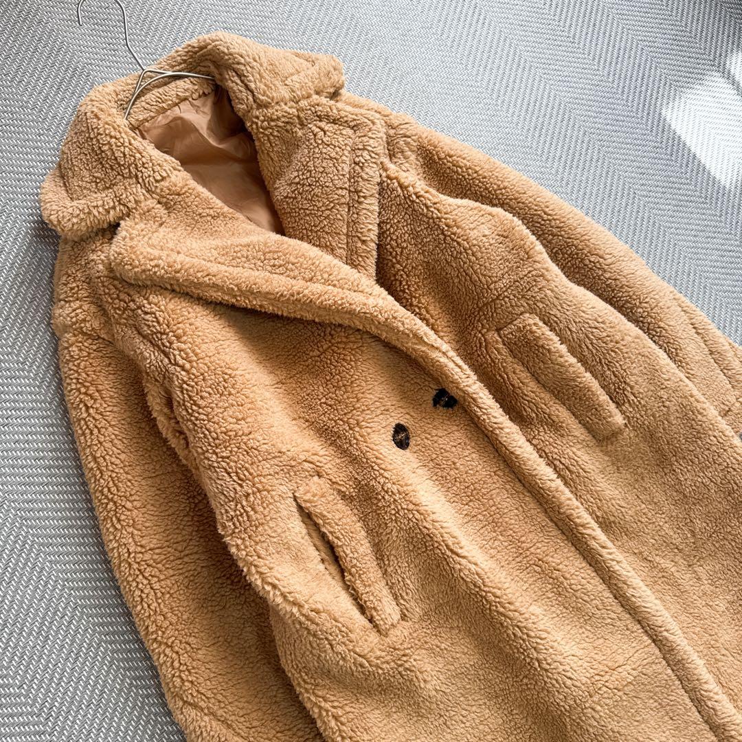 極美品 ZIAI テディベアコート 洗える ボアコート ロング キャメル M