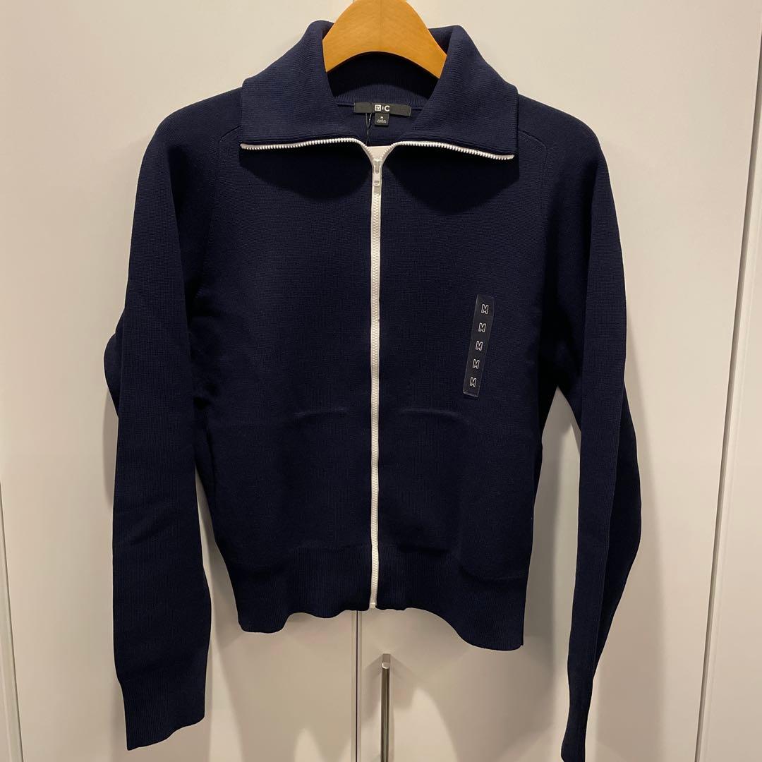 UNICLO C ミラノリブフルジップカーディガン ネイビー M