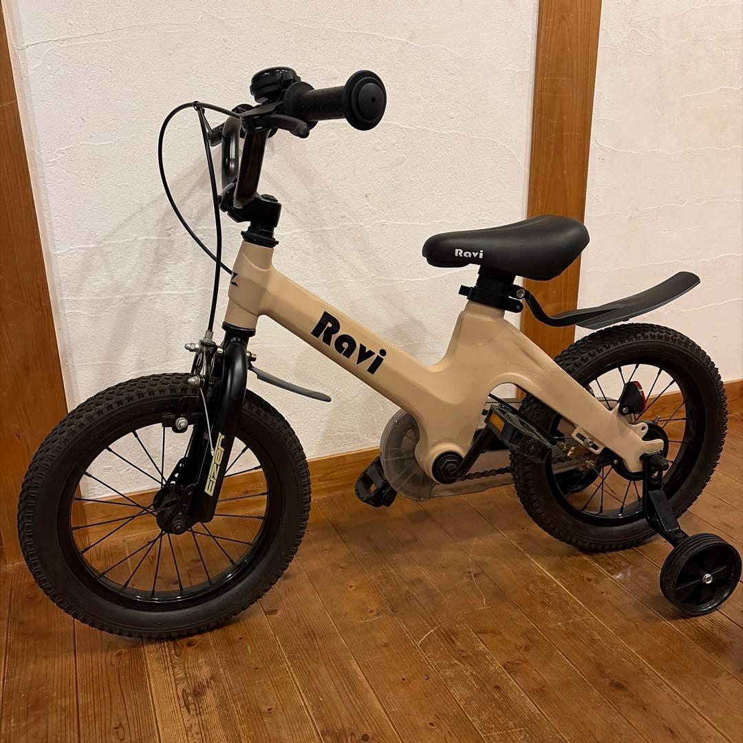 Ravi キッズ自転車 14インチ ベージュ 補助輪付きEizer 軽量