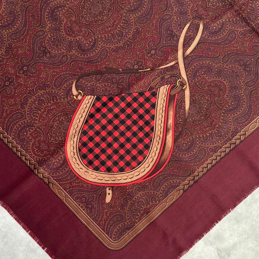OLD GUCCI 大判ウールストール ショール 雉 鳥 ペイズリー柄