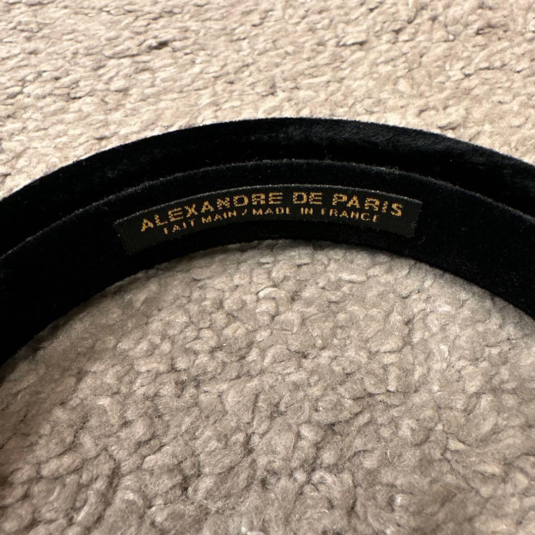 美品 ALEXANDRE DE PARISブラックベロア カチューシャ