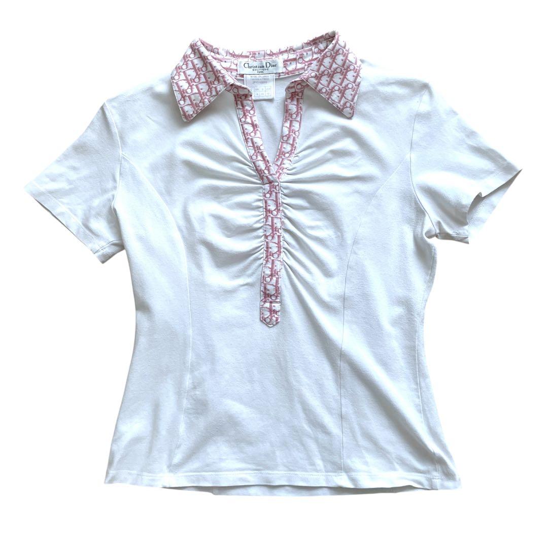 激レア 美品 Christian Dior 襟 トロッター柄 ポロシャツ