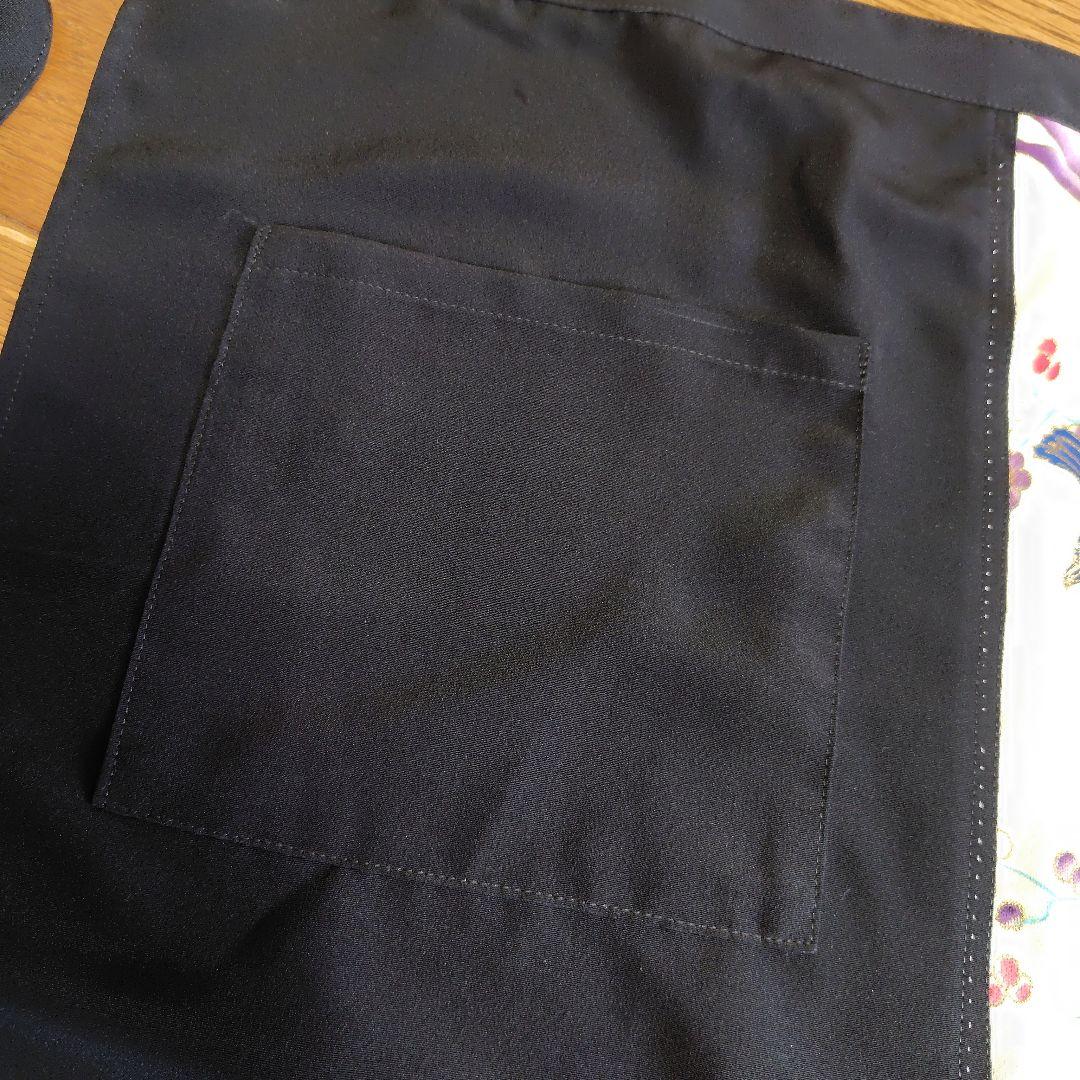 着物リメイク　孔雀刺繍エプロン 帯ベルト2本