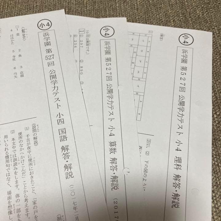 no22508100_【浜学園】小4　2017年度公開テスト3教科(国・算・理)