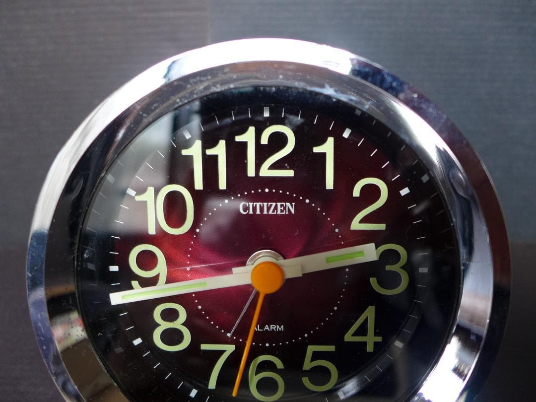 【稼働】CITIZEN シチズン スペースエイジ 置時計ゼンマイ式 赤 レトロ