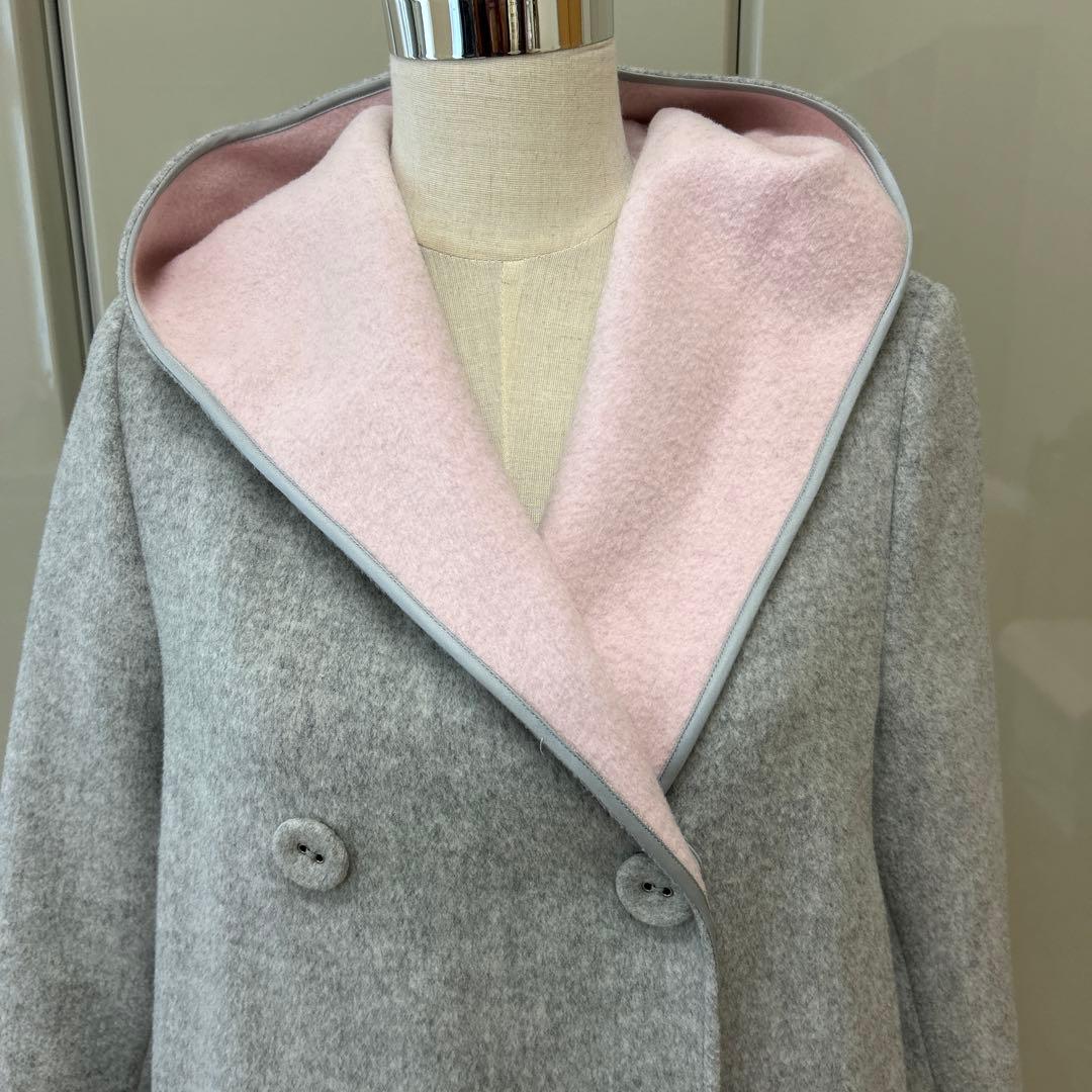 エムズグレイシー♡コート♡ピンク×グレー♡フード♡一枚仕立て♡サイズ40