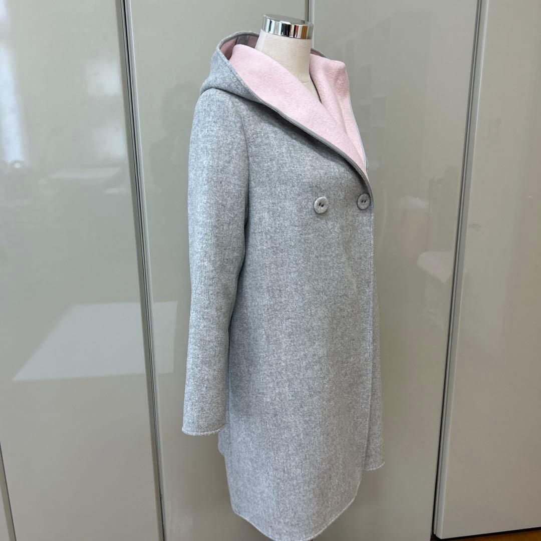 エムズグレイシー♡コート♡ピンク×グレー♡フード♡一枚仕立て♡サイズ40