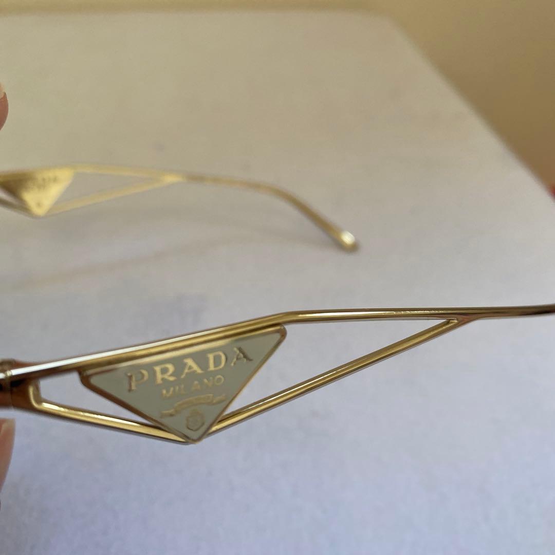 PRADA サングラス メタルゴールドフレーム ホワイトロゴ