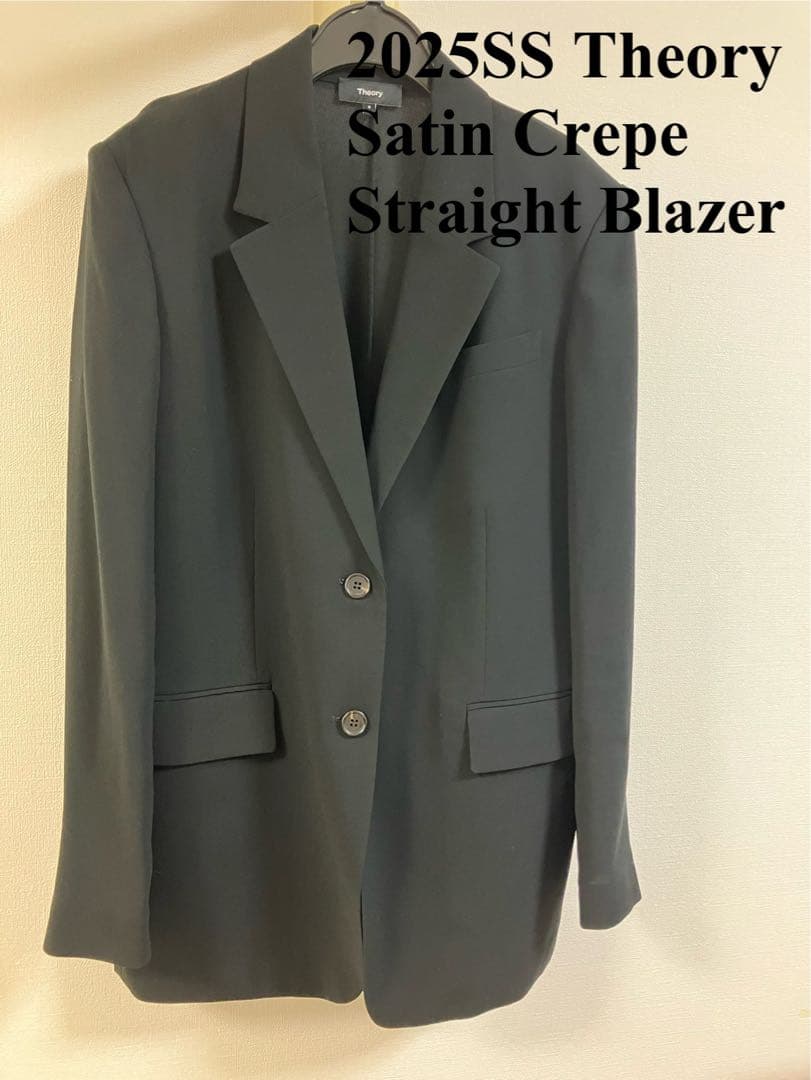 Theory Satin Crepe Straight Blazer 2 黒