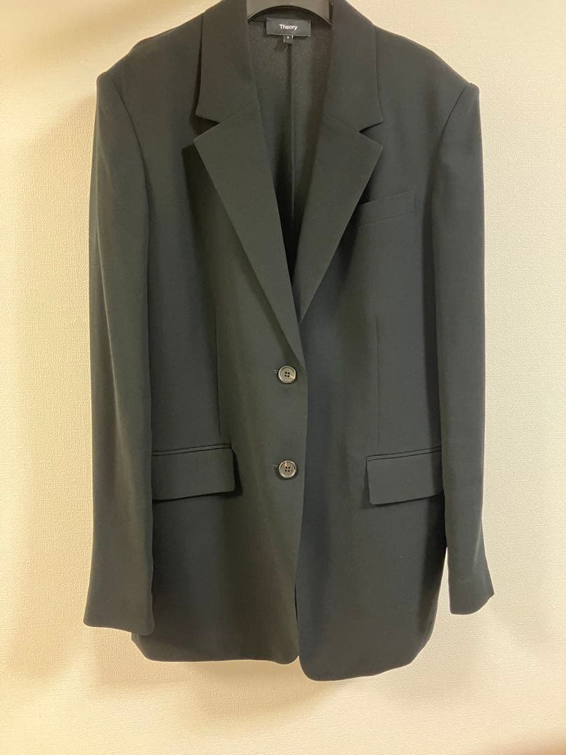 Theory Satin Crepe Straight Blazer 2 黒