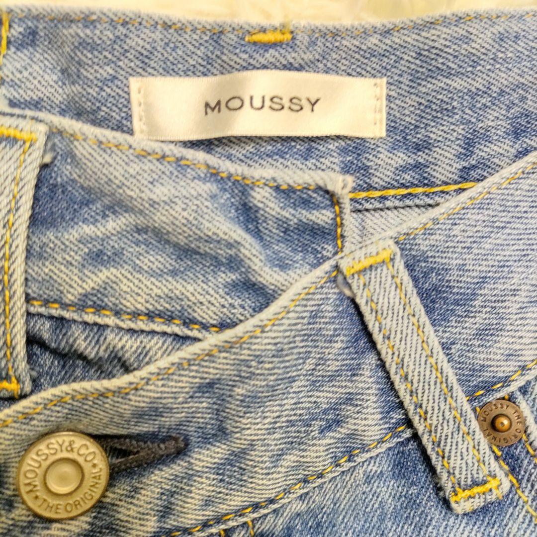 MOUSSY クロスウエスト ワイドストレートデニム ライトブルー 1 美品