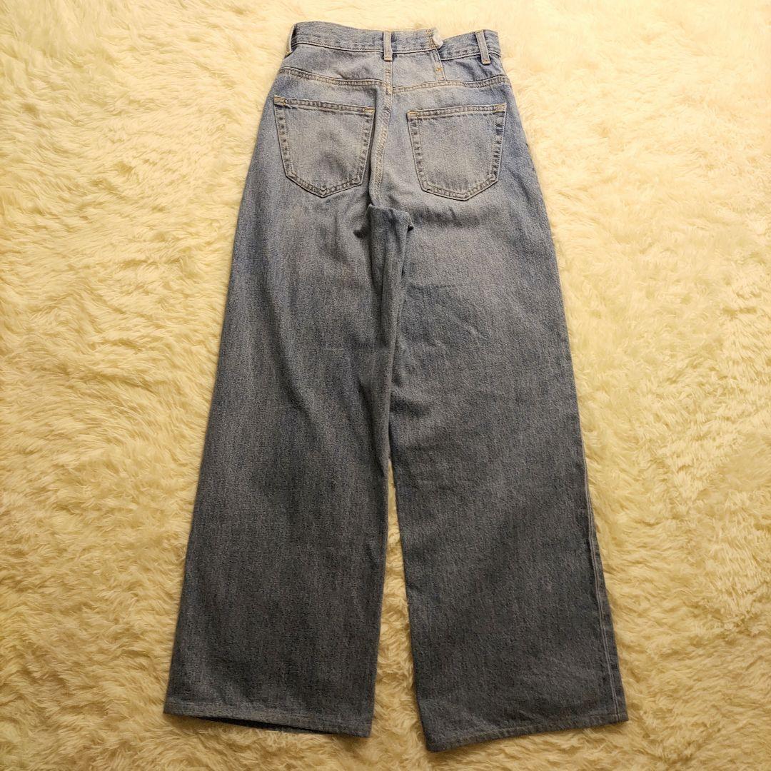 MOUSSY クロスウエスト ワイドストレートデニム ライトブルー 1 美品