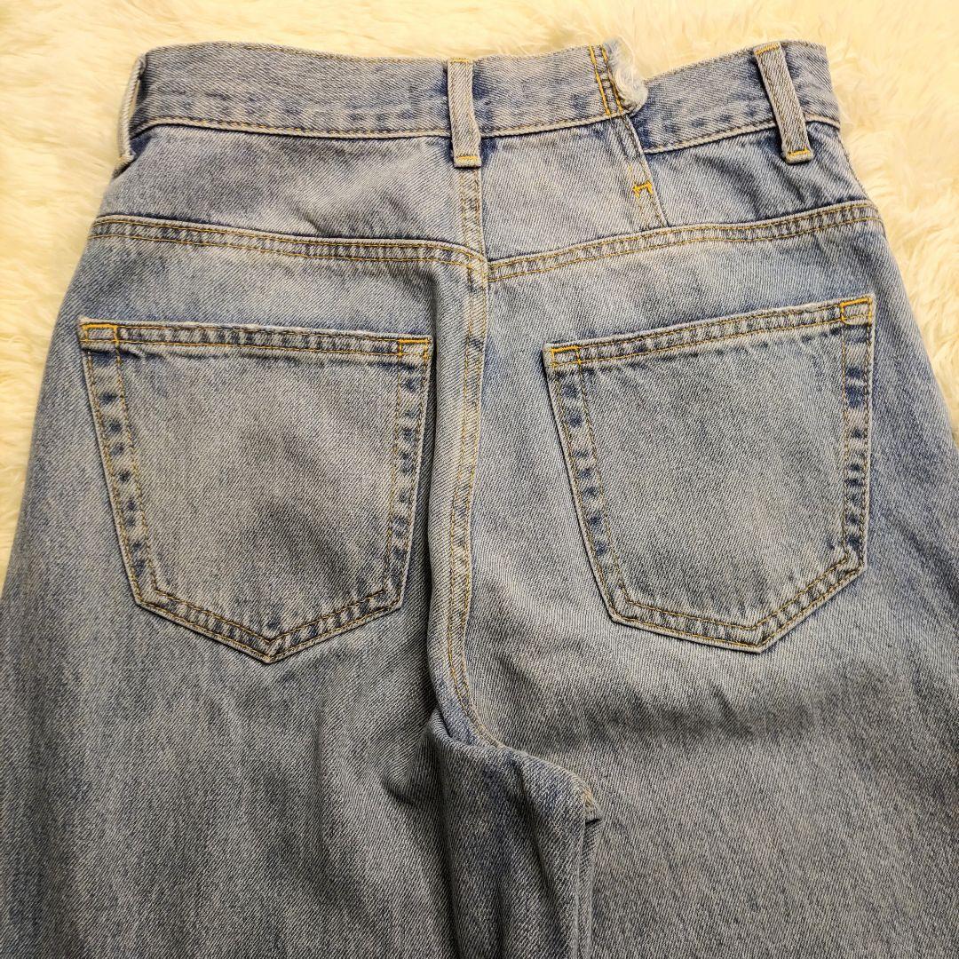 MOUSSY クロスウエスト ワイドストレートデニム ライトブルー 1 美品