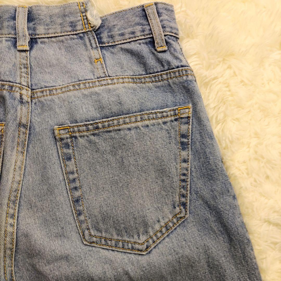 MOUSSY クロスウエスト ワイドストレートデニム ライトブルー 1 美品